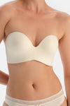 Ekru Clarıce Yarı Dolgulu Straplez Yandan Destekli Sütyen