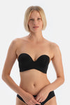 Siyah Clarıce Yarı Dolgulu Straplez Yandan Destekli Sütyen