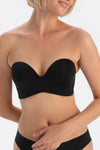 Siyah Clarıce Yarı Dolgulu Straplez Yandan Destekli Sütyen