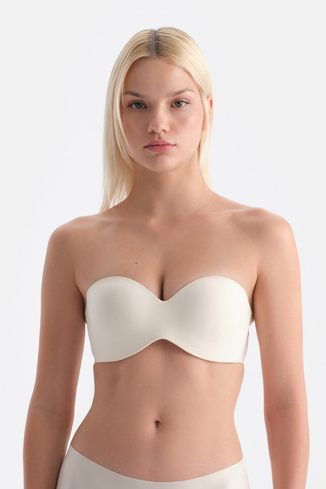 Ekru Alıce Straplez Sütyen