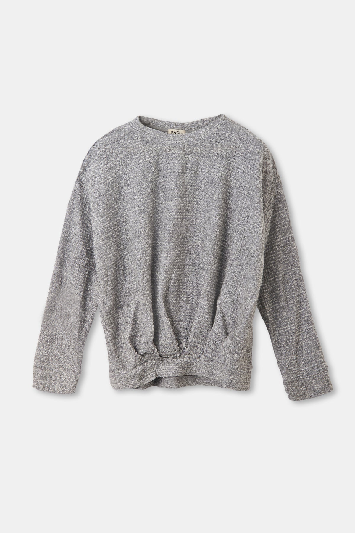 Gri Melanj Akrilik Polyester O Yaka Dökümlü Tek Üst