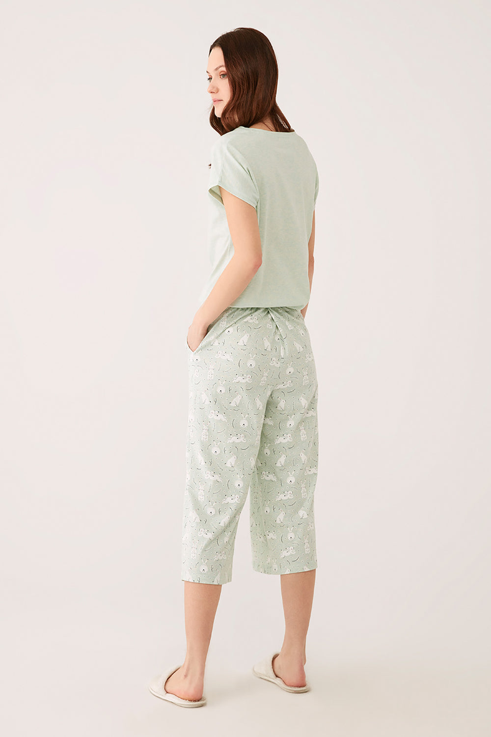 GREEN MELANGE CAPRI SET