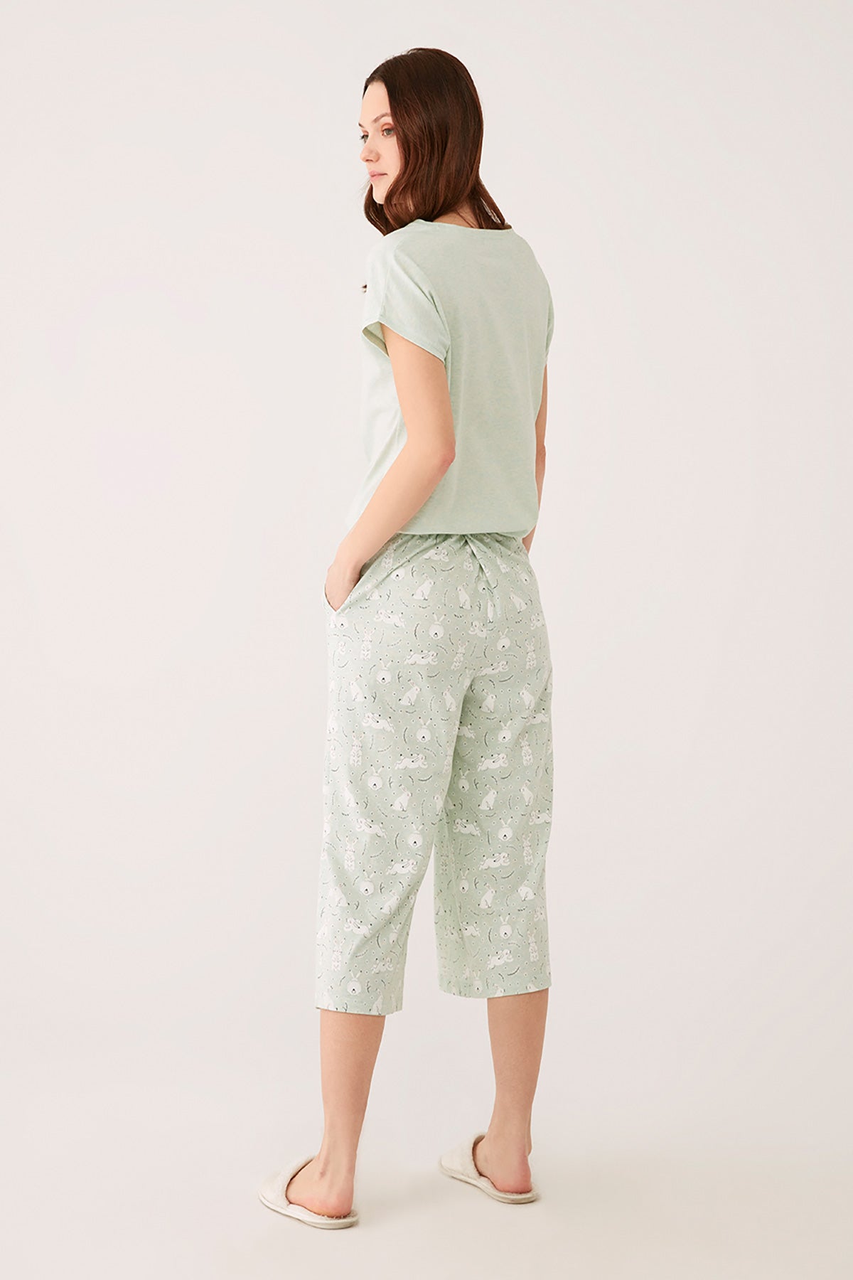 GREEN MELANGE CAPRI SET