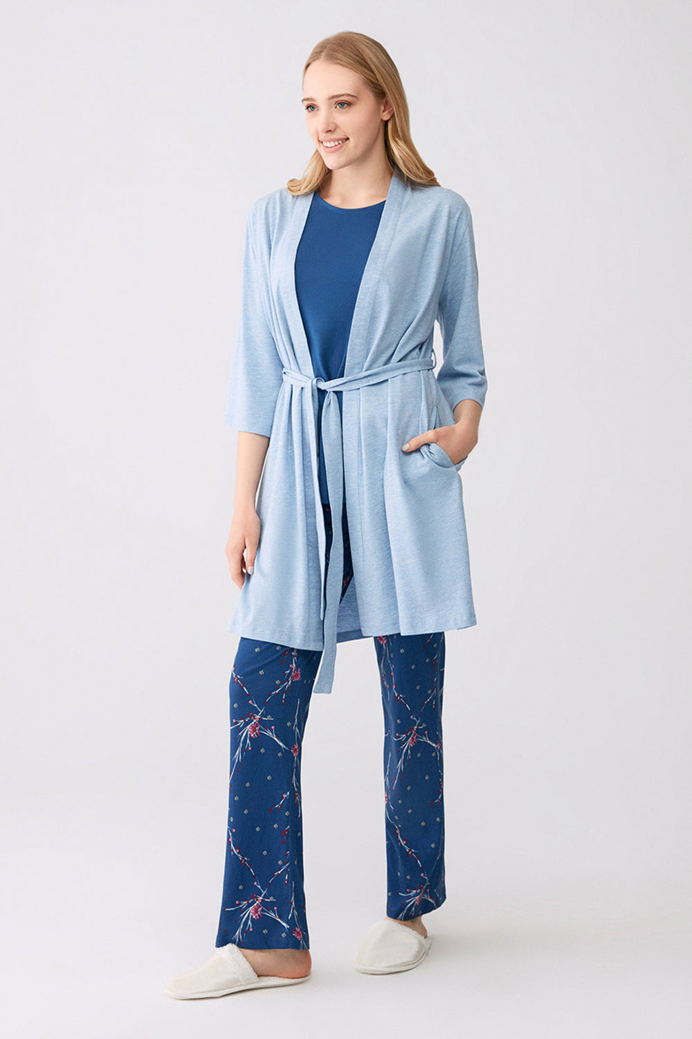 BLUE  MELANGE ROBE