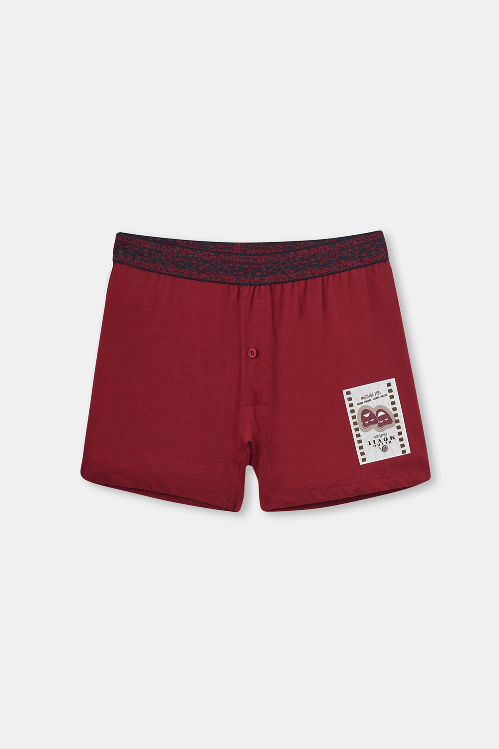 Bordo Baskılı Pamuklu Boxer