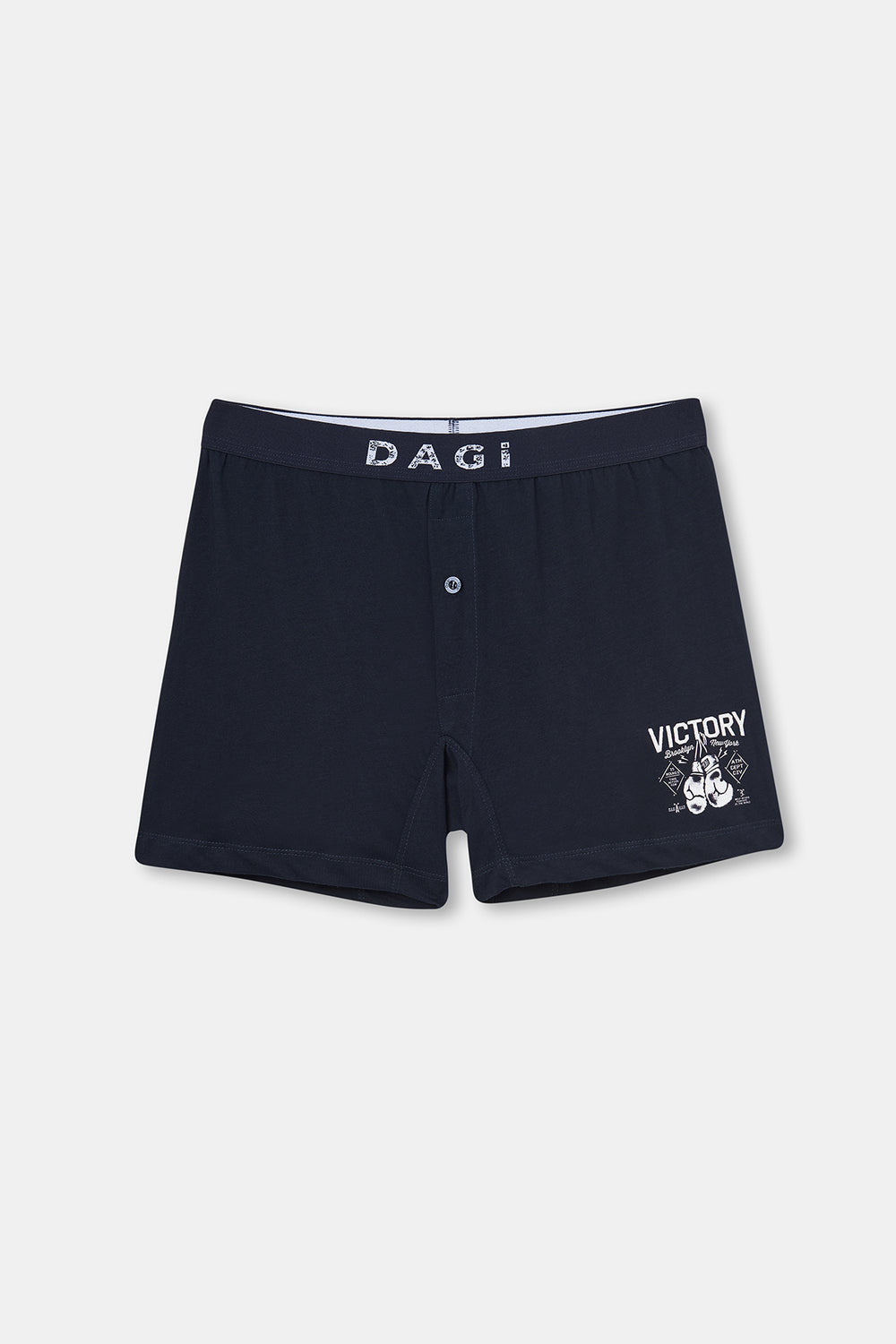 Lacivert Baskılı Pamuklu Boxer