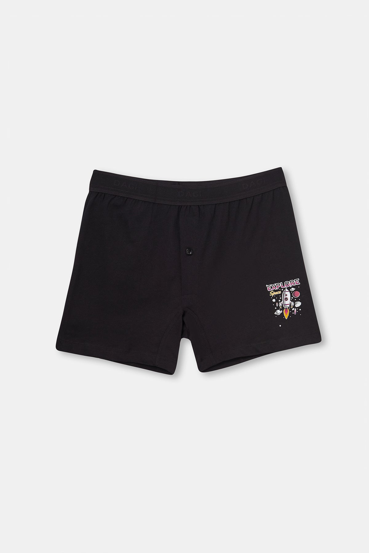 Siyah Baskılı Pamuklu Boxer