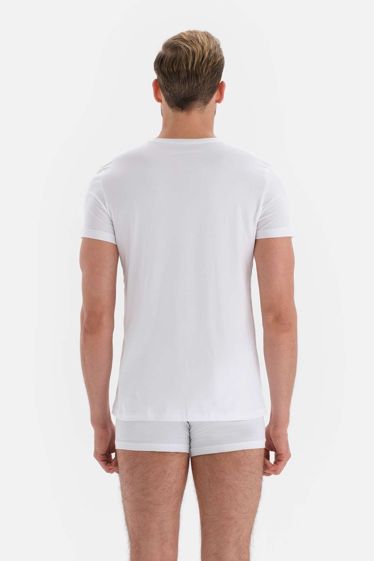 Beyaz Compact O Yaka T-Shirt