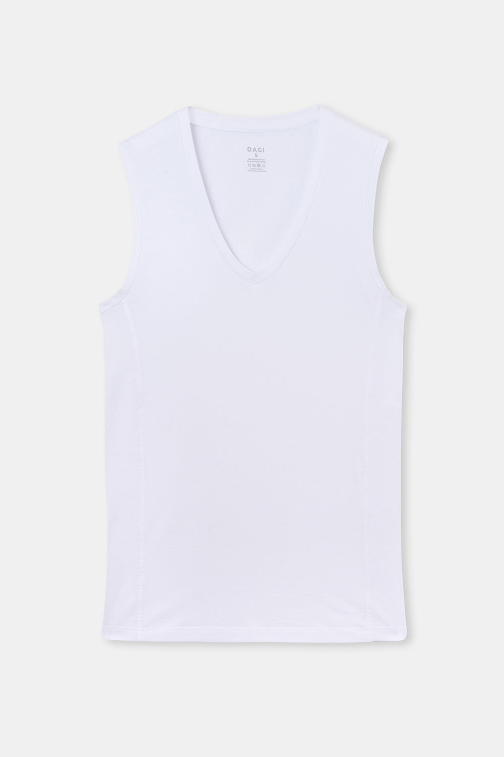 Beyaz Penye V Yaka Kolsuz Erkek Fanila