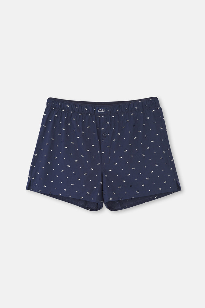 Lacivert Desenli Poplin Lyc Boxer