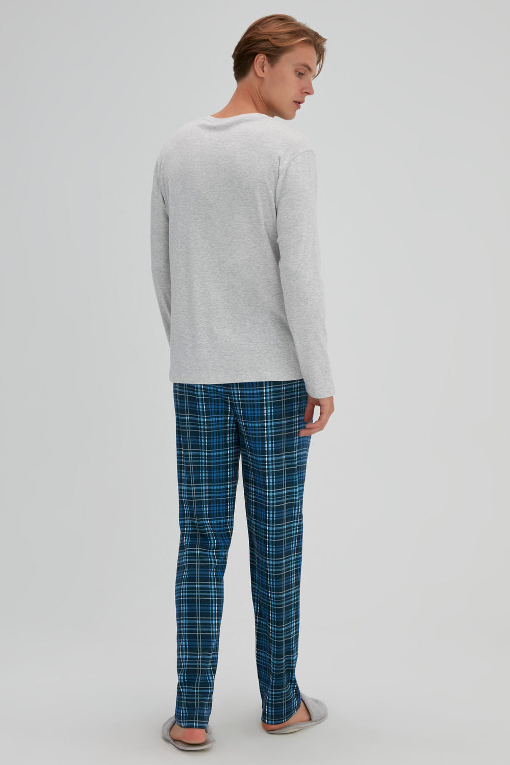 Lacivert Erkek Ekoseli Eşofman Altı