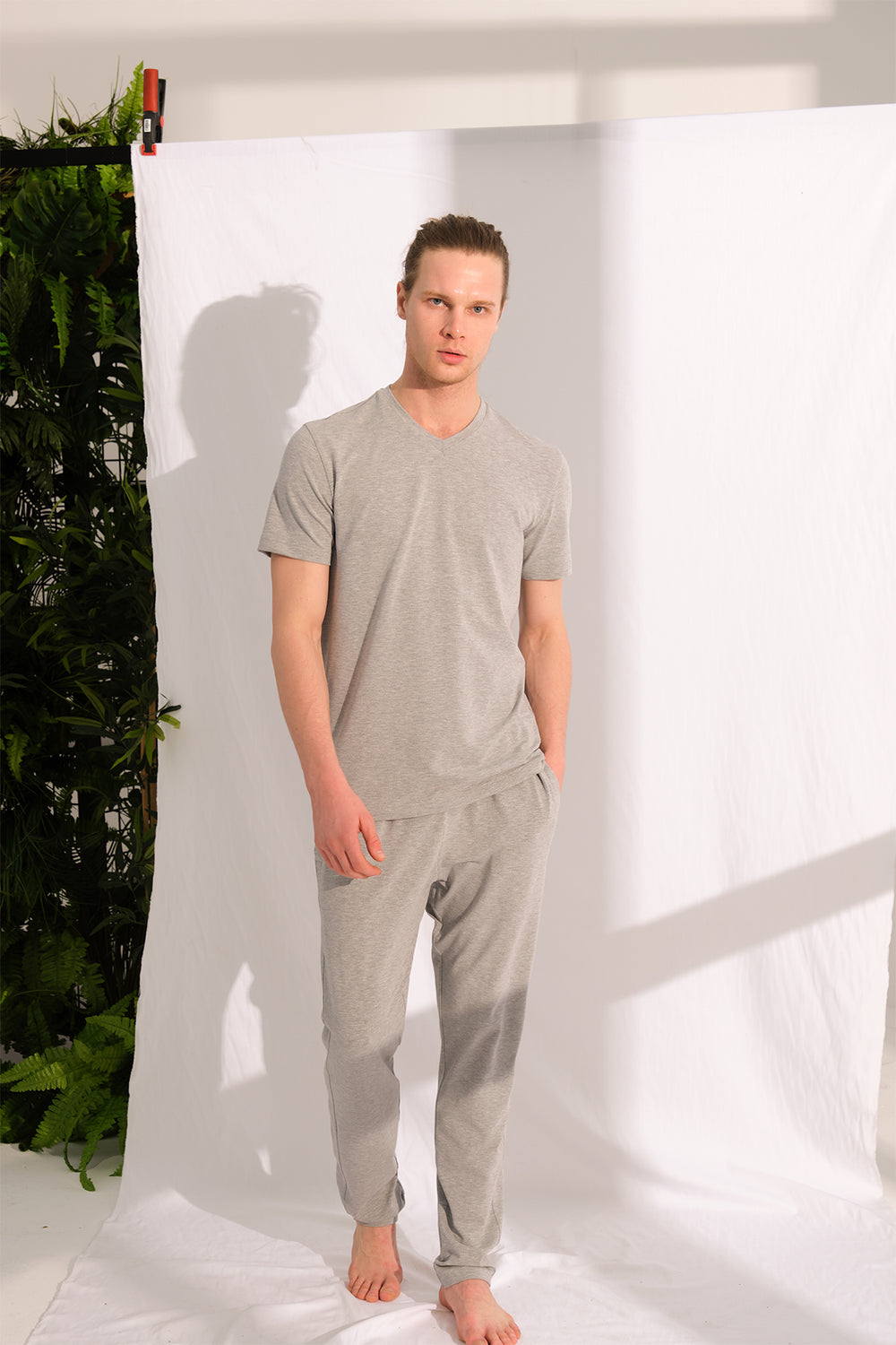 GREY MELANGE ONE PIECE TOP- ONE PIECE BOTTOM