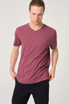Bordo V Yaka Erkek T-Shirt
