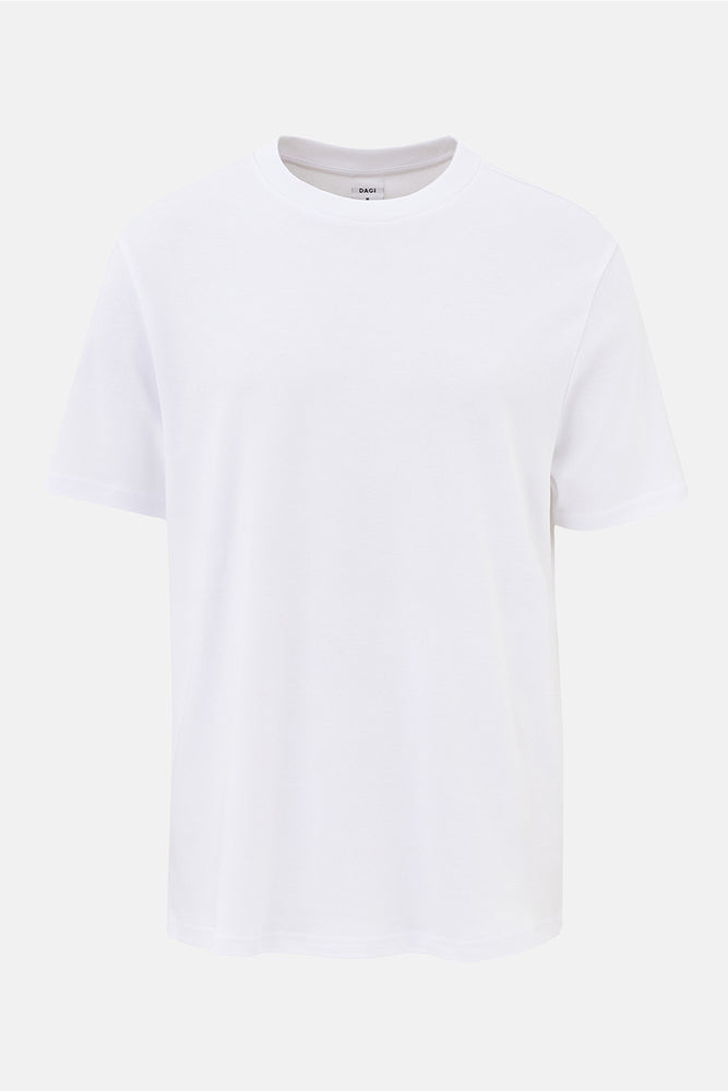 White SILK FINISHING INTERLOCK CREW NECK T-SHIRT