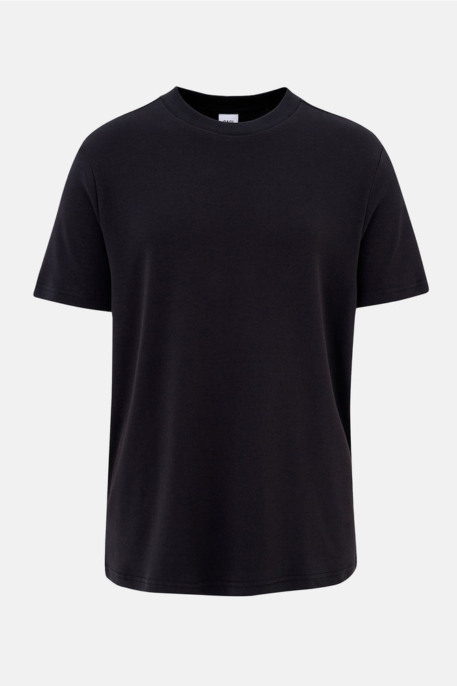 Black SILK FINISHING INTERLOCK CREW NECK T-SHIRT