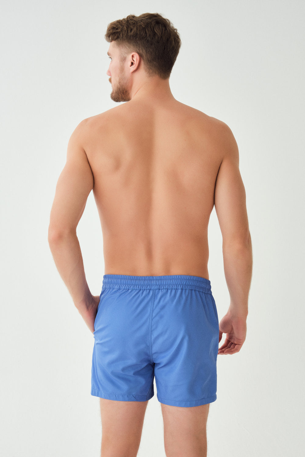 Mavi Micro Kısa Düz Şort