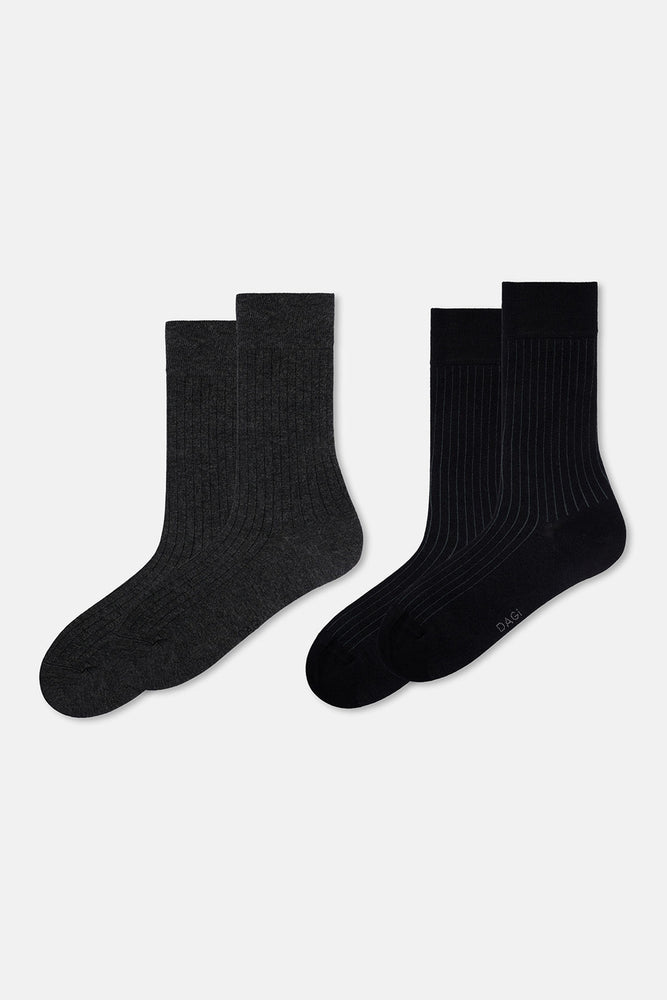 ERKEK 2'Lİ  ÇİZGİ DESEN BAMBU ÇORAP