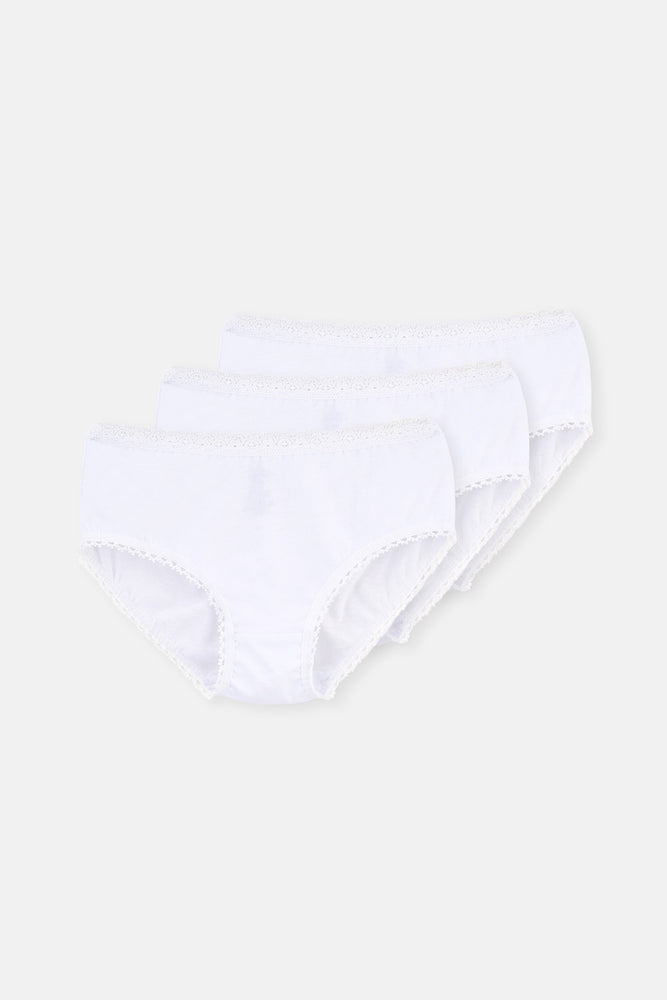 Beyaz 3'lü Penye Kız Çocuk Slip Külot