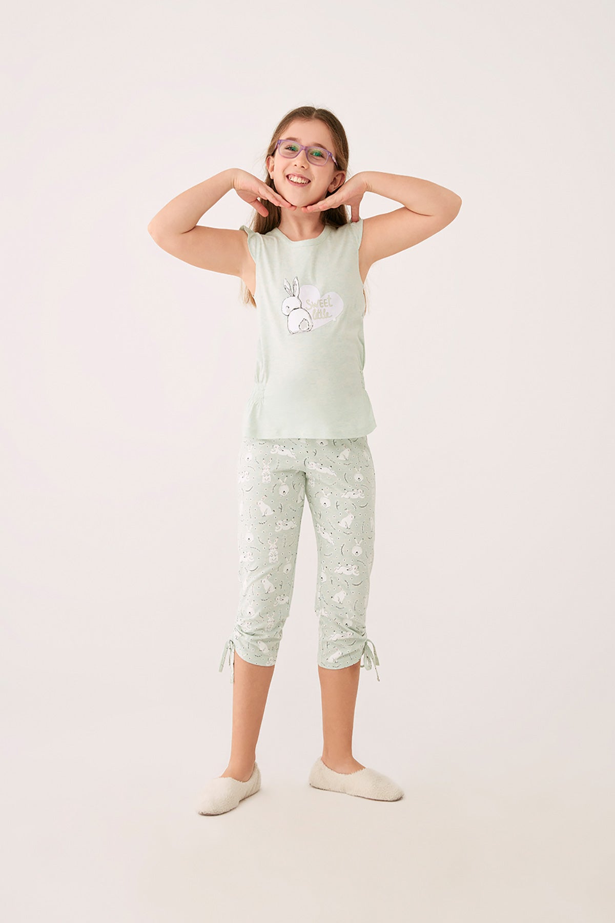 GREEN MELANGE CAPRI SET