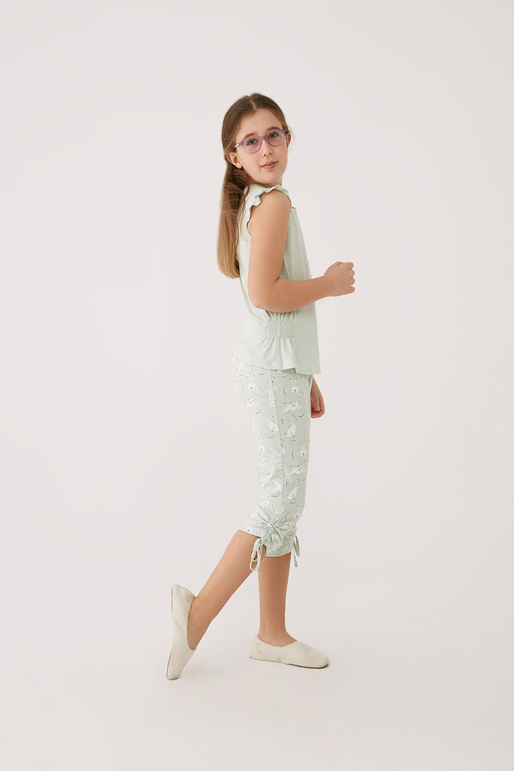 GREEN MELANGE CAPRI SET