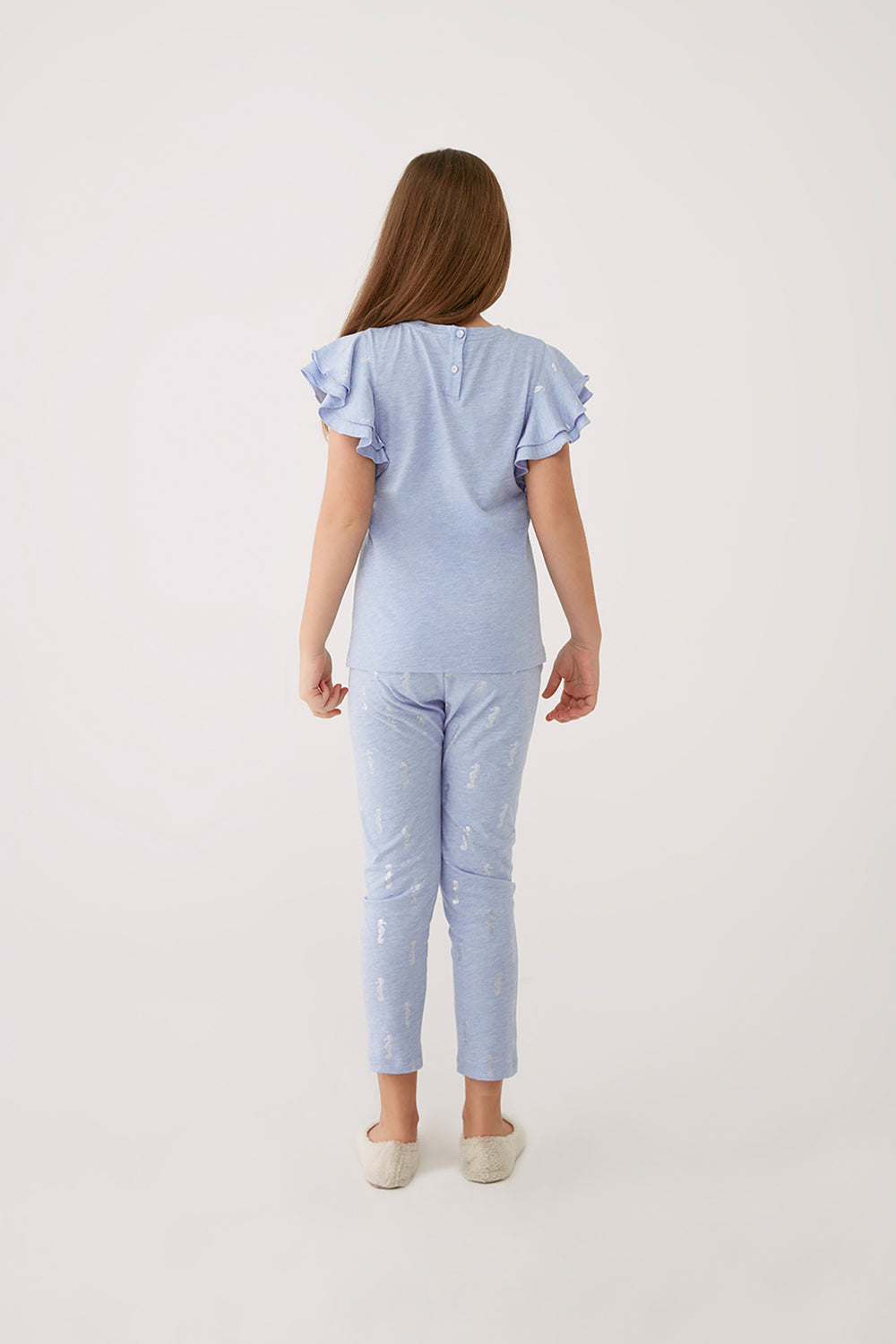 BLUE  MELANGE PYJAMA SET