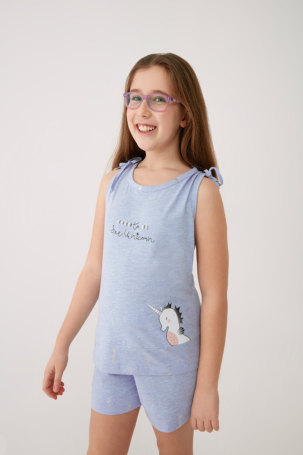 BLUE  MELANGE SHORT SET